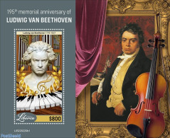 Liberia 2022 195th Memorial Anniversary Of Ludwig Van Beethoven, Mint NH, Performance Art - Music - Musical Instrument.. - Music