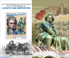 Guinea, Republic 2022 195th Memorial Anniversary Of Ludwig Van Beethoven, Mint NH, Performance Art - Music - Musical I.. - Muziek