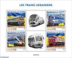 Guinea, Republic 2022 Ukrainian Trains, Mint NH, History - Transport - Flags - Railways - Trenes