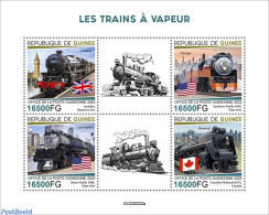 Guinea, Republic 2022 Steam Trains, Mint NH, History - Transport - Flags - Railways - Trenes