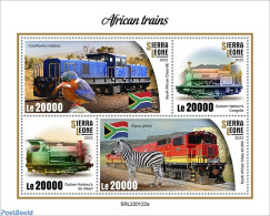 Sierra Leone 2022 African Trains, Mint NH, Nature - Transport - Animals (others & Mixed) - Railways - Kingfishers - Trenes