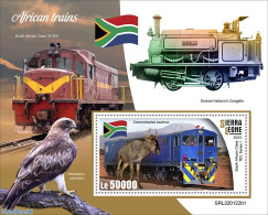 Sierra Leone 2022 African Trains, Mint NH, Nature - Transport - Animals (others & Mixed) - Birds Of Prey - Railways - Trenes
