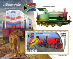 Sierra Leone 2022 African Trains, Mint NH, Nature - Transport - Birds - Cat Family - Railways - Trenes