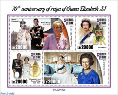 Sierra Leone 2022 70th Anniversary Of Reign Of Queen Elizabeth II, Mint NH, History - Charles & Diana - Kings & Queens.. - Familias Reales
