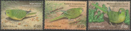 AUSTRALIA - USED 2024 $3.60 Australian Ground Parrots Set Of 3. Five Sets Available, Postmarks Will Vary - Usados