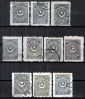 Turkey / Türkei 1923 - 1926 ⁕ Star & Crescent 10 Paras Mi.807, 826, 836 ⁕ 10v Used - Oblitérés