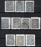 Turkey / Türkei 1923 - 1926 ⁕ Star & Crescent 10 Paras Mi.807, 826, 836 ⁕ 10v Used - Gebruikt