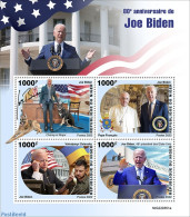 Niger 2022 80th Anniversary Of Joe Biden, Mint NH, History - Nature - Religion - American Presidents - Flags - Dogs - .. - Papas