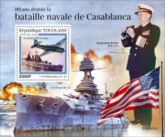 Togo 2022 80 Years Since The Battle Of Casablanca, Mint NH, History - Transport - Flags - World War II - Aircraft & Av.. - WW2 (II Guerra Mundial)