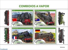 Guinea Bissau 2022 Steam Trains, Mint NH, Transport - Railways - Trenes