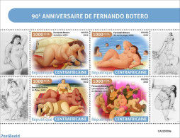 Central Africa 2022 90th Anniversary Of Fernando Botero, Mint NH, Art - Nude Paintings - República Centroafricana