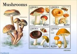Liberia 2022 Mushrooms, Mint NH, Nature - Insects - Mushrooms - Funghi