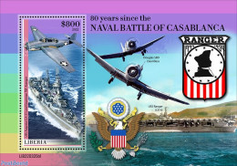 Liberia 2022 80 Years Since The Battle Of Casablanca, Mint NH, History - Transport - World War II - Aircraft & Aviatio.. - Guerre Mondiale (Seconde)