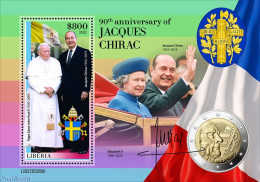 Liberia 2022 90th Anniversary Of Jacques Chirac, Mint NH, History - Religion - Kings & Queens (Royalty) - Politicians .. - Royalties, Royals