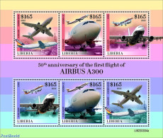 Liberia 2022 50th Anniversary Of The First Flight Of The Airbus A300, Mint NH, Transport - Aircraft & Aviation - Vliegtuigen