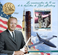 Niger 2022 10th Memorial Anniversary Of Neil Armstrong , Mint NH, Transport - Aircraft & Aviation - Space Exploration - Vliegtuigen