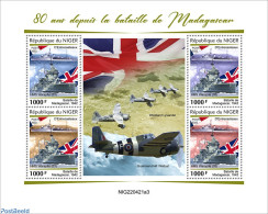 Niger 2022 80 Years Since The Battle Of Madagascar, Mint NH, History - Transport - Flags - World War II - Aircraft & A.. - WO2