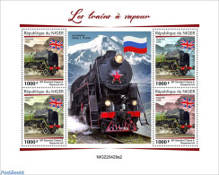 Niger 2022 Steam Trains, Mint NH, History - Sport - Transport - Flags - Mountains & Mountain Climbing - Railways - Bergsteigen