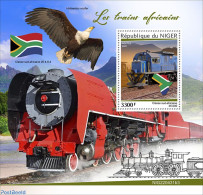 Niger 2022 African Trains, Mint NH, Nature - Transport - Birds Of Prey - Railways - Trenes