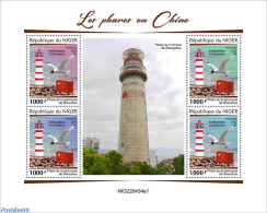 Niger 2022 Lighthouses In China, Mint NH, History - Nature - Various - Flags - Birds - Lighthouses & Safety At Sea - Leuchttürme