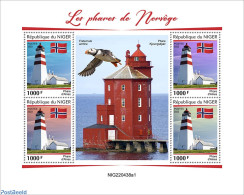 Niger 2022 Lighthouses Of Norway, Mint NH, History - Nature - Various - Flags - Birds - Lighthouses & Safety At Sea - Faros
