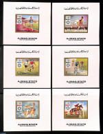 Ajman 1971 Olympic Games 6 S/s Imperforated, Mint NH, Nature - Sport - Horses - Athletics - Boxing - Cycling - Footbal.. - Athletics