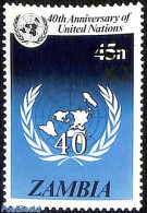 Zambia 1991 40th Anniversary Of United Nations, Overprint, Mint NH, History - United Nations - Zambia (1965-...)