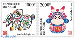 Niger 2022 Year Of The Rabbit  [2v 3000 F], Mint NH, Nature - Various - Rabbits / Hares - Yearsets (by Country) - Ohne Zuordnung