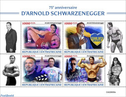 Central Africa 2022 75th Anniversary Of Arnold Schwarzenegger, Mint NH, History - Performance Art - Sport - Politician.. - Schauspieler