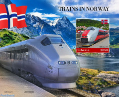 Liberia 2022 Trains In Norway, Mint NH, History - Sport - Transport - Flags - Mountains & Mountain Climbing - Railways - Bergsteigen