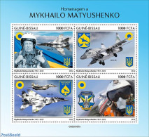 Guinea Bissau 2022 Tribute To Colonel Mykhailo Matyushenko, Mint NH, History - Transport - Militarism - Aircraft & Avi.. - Militaria