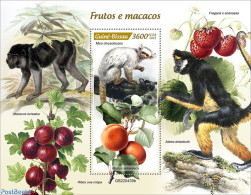 Guinea Bissau 2022 Fruits And Monkeys, Mint NH, Nature - Fruit - Monkeys - Frutta