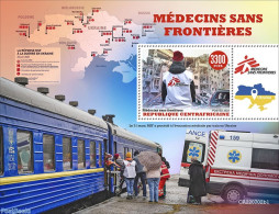 Central Africa 2022 Doctors Without Borders, Mint NH, Health - Transport - Various - Automobiles - Railways - Maps - Coches