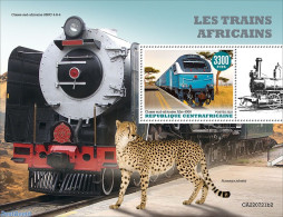 Central Africa 2022 African Trains, Mint NH, Nature - Transport - Cat Family - Railways - Treinen