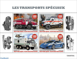 Central Africa 2022 Special Transport , Mint NH, Transport - Automobiles - Fire Fighters & Prevention - Helicopters - Coches