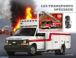 Central Africa 2022 Special Transport , Mint NH, Transport - Automobiles - Fire Fighters & Prevention - Voitures