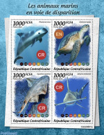 Central Africa 2022 Endangered Water Animals, Mint NH, Nature - Sea Mammals - Turtles - Sharks - Centrafricaine (République)