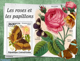 Central Africa 2022 Roses And Butterflies, Mint NH, Nature - Butterflies - Flowers & Plants - Roses - Zentralafrik. Republik