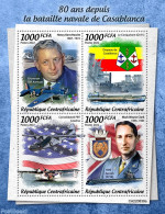 Central Africa 2022 80 Years Since The Battle Of Casablanca, Mint NH, History - Transport - Flags - World War II - Air.. - WW2