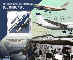 Guinea, Republic 2022 50th Anniversary Of The First Flight Of The Airbus A300, Mint NH, Transport - Aircraft & Aviation - Avions
