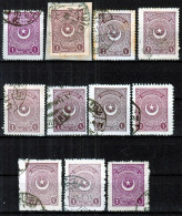 Turkey / Türkei 1923 - 1924 ⁕ Star & Crescent 1 Pia. Mi.809, 828, 838 ⁕ 11v Used - Different Perf. - Shades - Usati