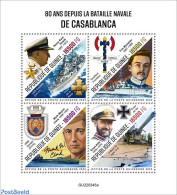 Guinea, Republic 2022 80 Years Since The Battle Of Casablanca, Mint NH, History - Transport - World War II - Ships And.. - Guerre Mondiale (Seconde)