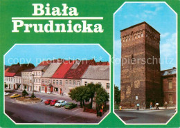 73792846 Biala Prudnicka Zuelz PL Rynek Gotycka Baszta Przybramna   - Polen