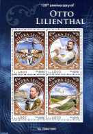 Sierra Leone 2016 120th Anniversary Of Otto Lilienthal, Mint NH, Science - Transport - Inventors - Aircraft & Aviation - Avions