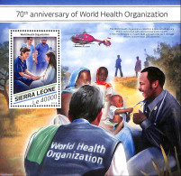 Sierra Leone 2018 70th Anniversary Of World Health Organization, Mint NH, Health - Transport - Helicopters - Hubschrauber