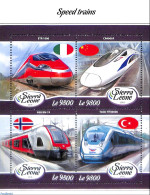 Sierra Leone 2018 Speed Trains, Mint NH, Transport - Railways - Trenes