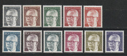 Bund Michel 635 - 645 Bundespräsident Gustav Heinemann ** - Neufs