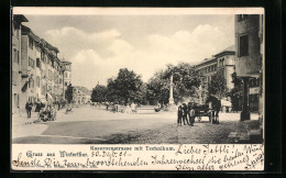 AK Winterthur, Kasernenstrasse Mit Technikum, Denkmal, Passanten, Wagen  - Other & Unclassified