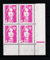 Coin Daté France 1992 Neuf**  MNH Marianne BRIAT Du Bicentenaire 4f20 Rose Yt:FR 2770, Mi:FR 2914 - 1990-1999