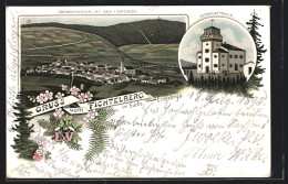 Vorläufer-Lithographie Oberwiesenthal, 1895, Unterkunftshaus Auf Dem Fichtelberg, Gesamtansicht Mit Fichtelberg  - Oberwiesenthal